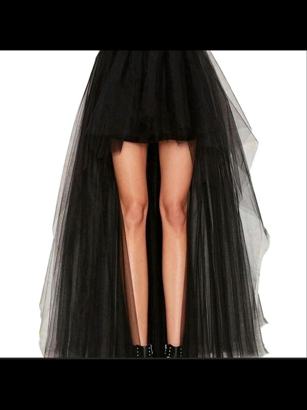 Elegant Black High-Low Tulle Skirt for Women